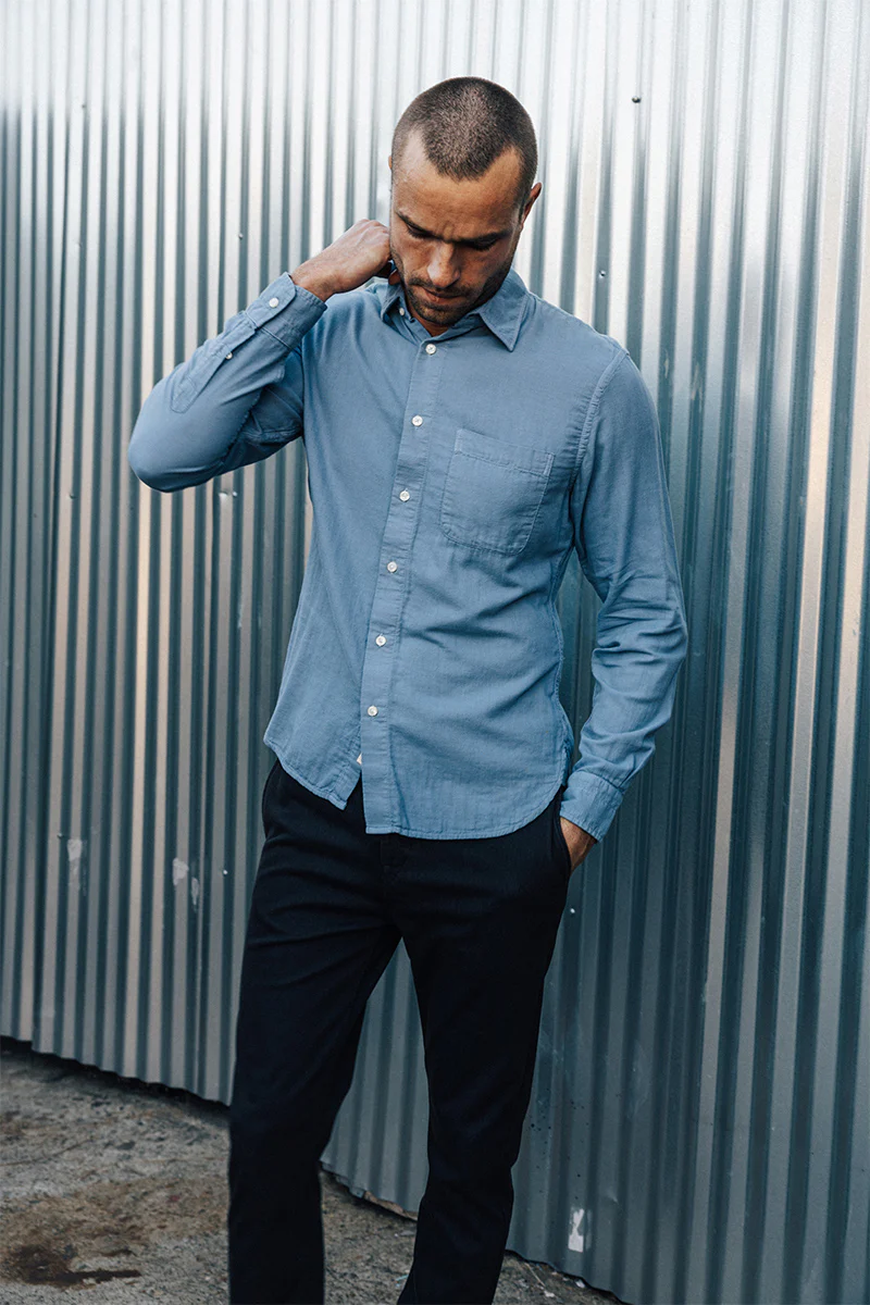 The Ripper Double Gauze Organic Cotton Shirt - Matte Blue - Image 4
