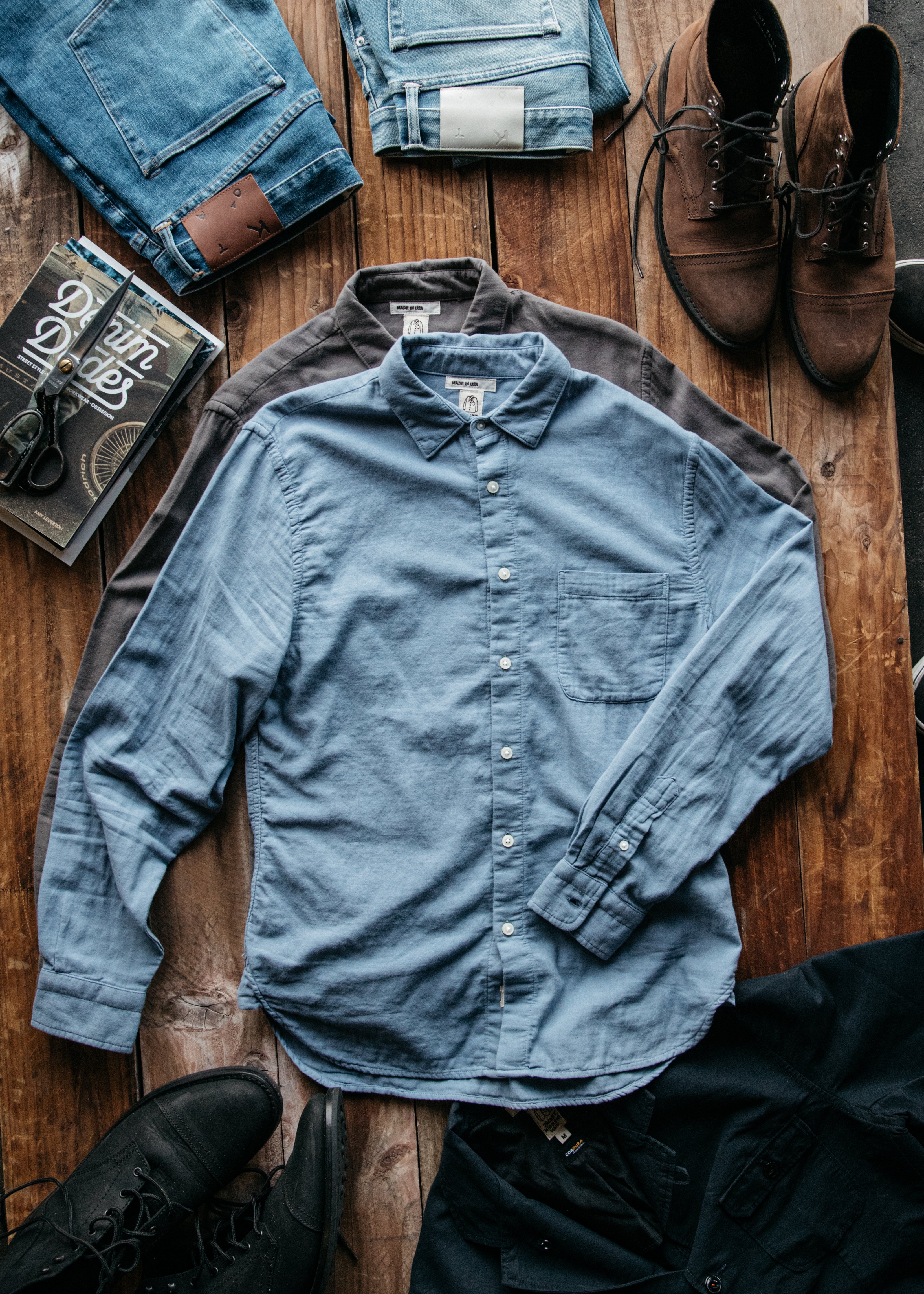 The Ripper Double Gauze Organic Cotton Shirt - Matte Blue - Image 5