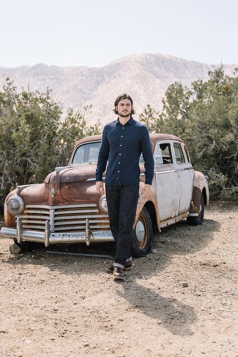 The Ripper Double Gauze Organic Cotton Shirt - Navy - Image 5