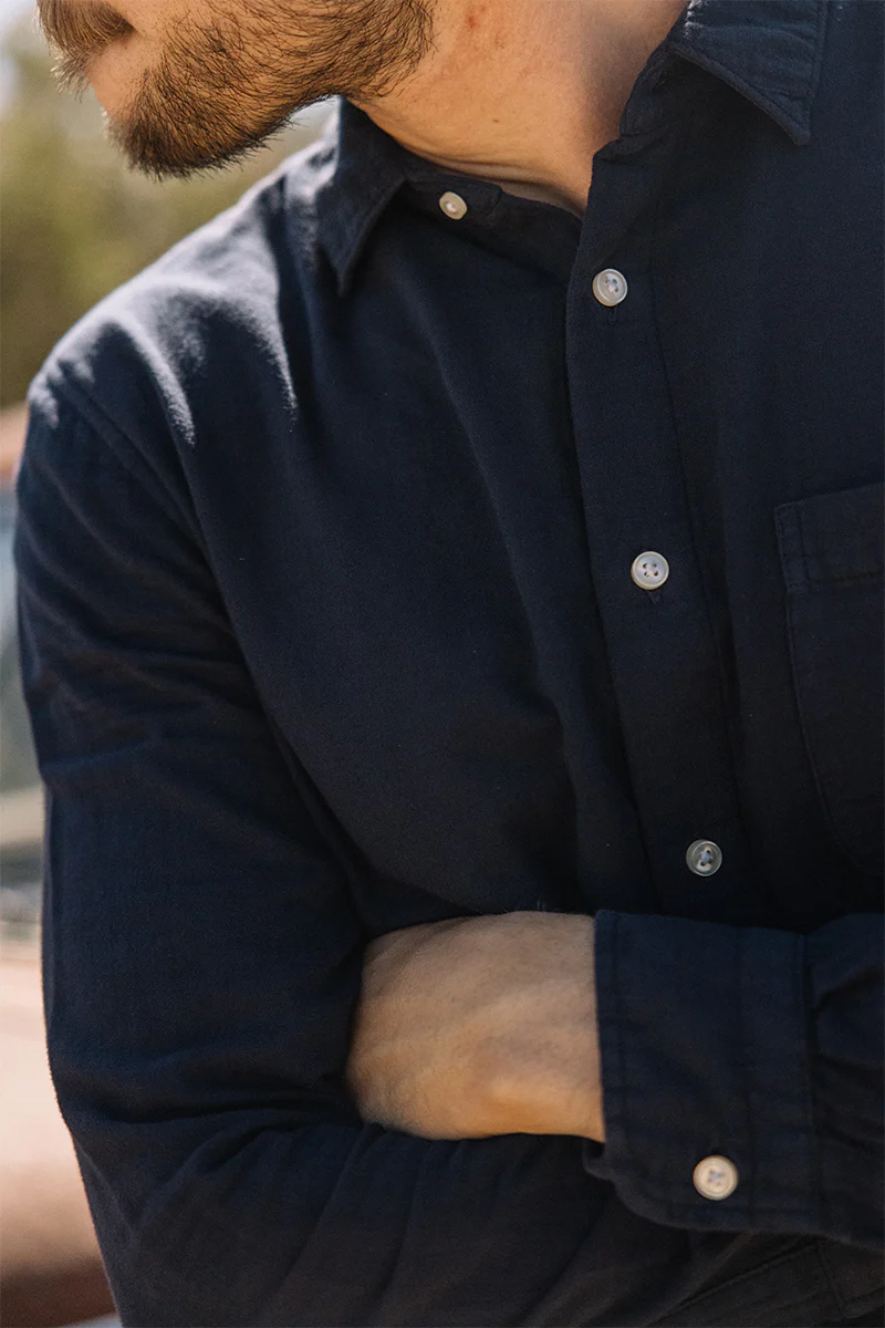 The Ripper Double Gauze Organic Cotton Shirt - Navy - Image 7