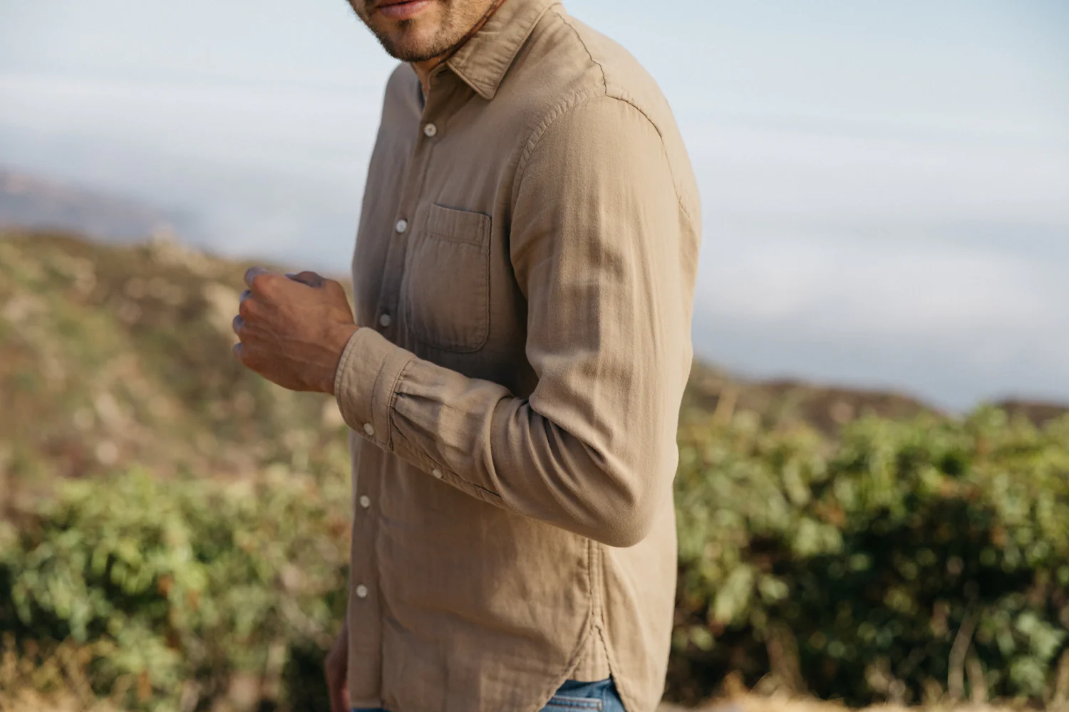 The Ripper Double Gauze Organic Cotton Shirt - Sand - Image 3