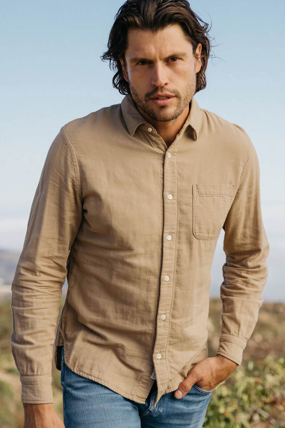 The Ripper Double Gauze Organic Cotton Shirt - Sand - Image 6